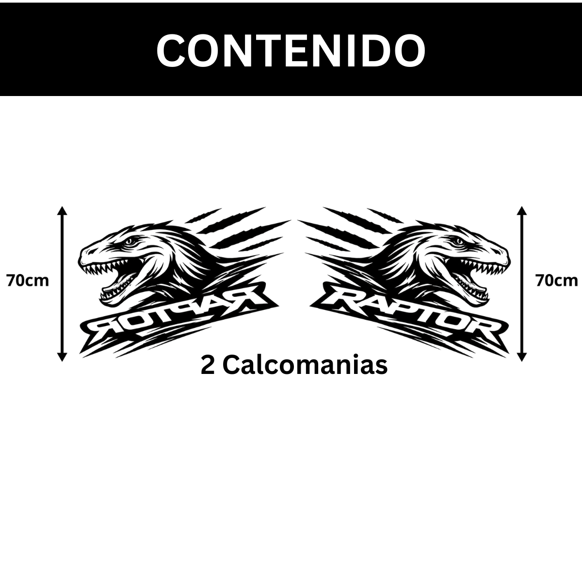Calcomanía Raptor Dinosaurio con Texto 70 cm