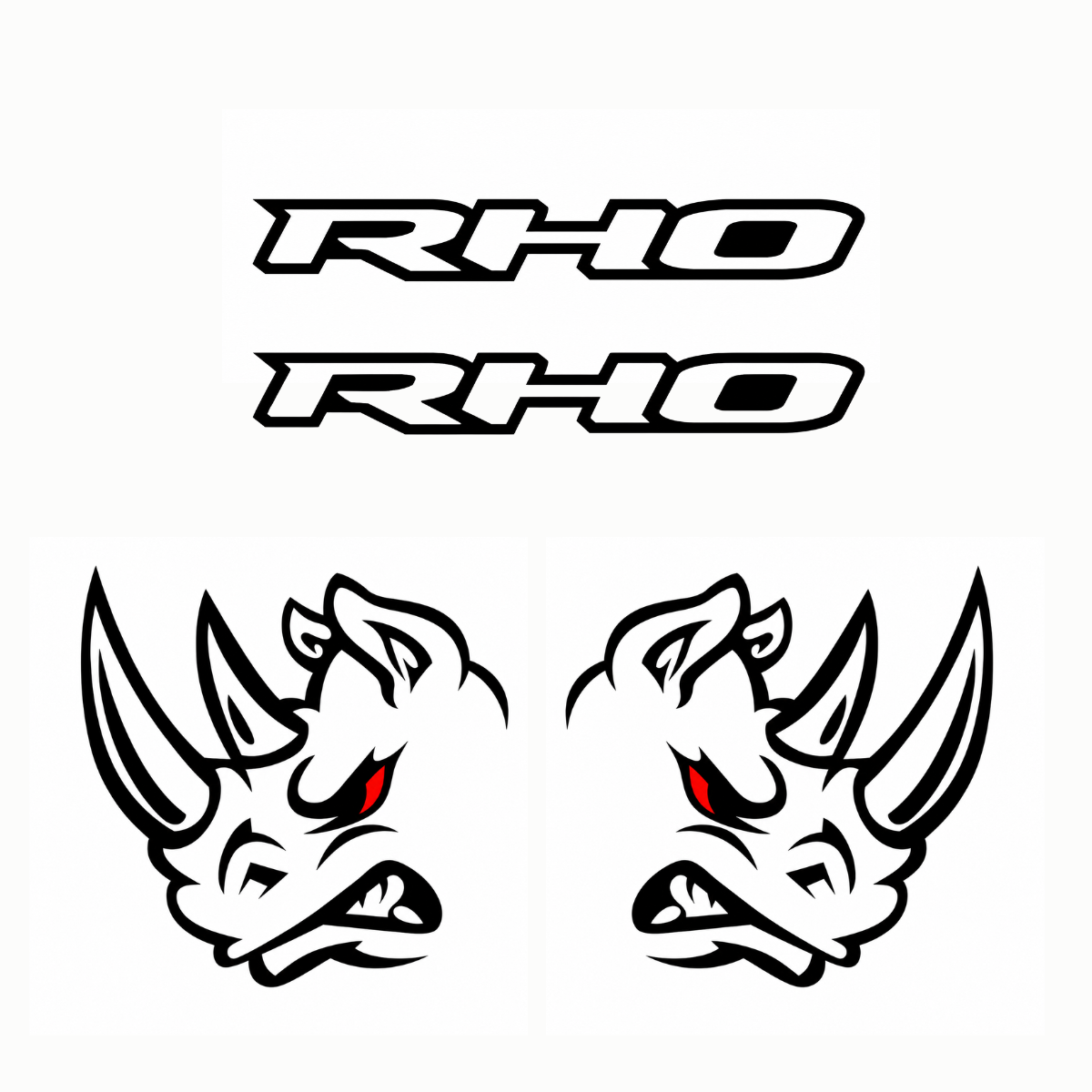 Kit Calcomanías RHO con Rinoceronte para RAM – 4 Piezas en Vinil